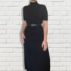 black SHEIN maxi tee dress w/ leg slits (XS-M)